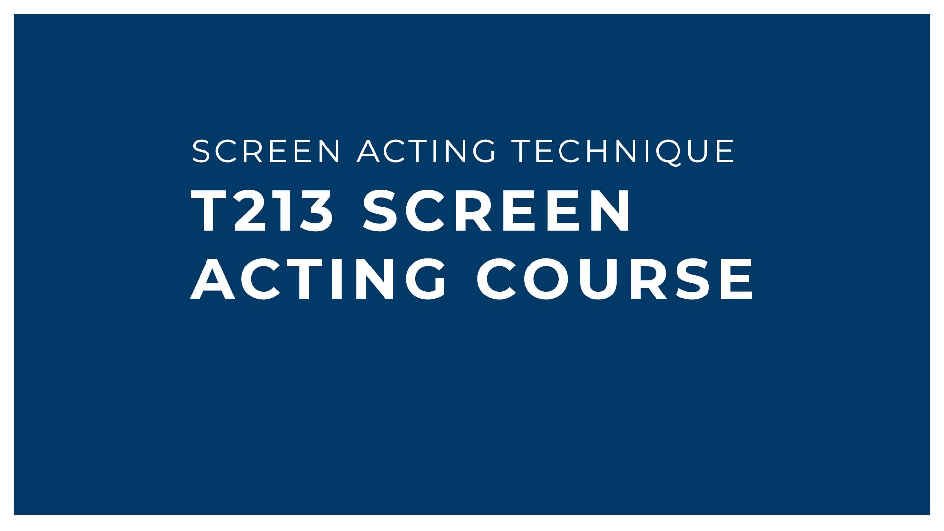 Online Screen Acting Course - Fay Beck Studio