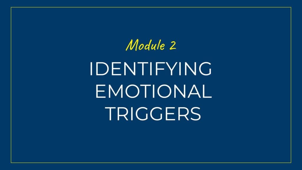 An image displaying text which is the title of Module 2: Identifying Emotional Triggers