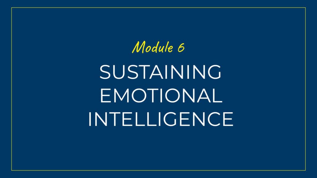 An image displaying text which is the title of Module 6 of our course: Sustaining Emotional Intelligence