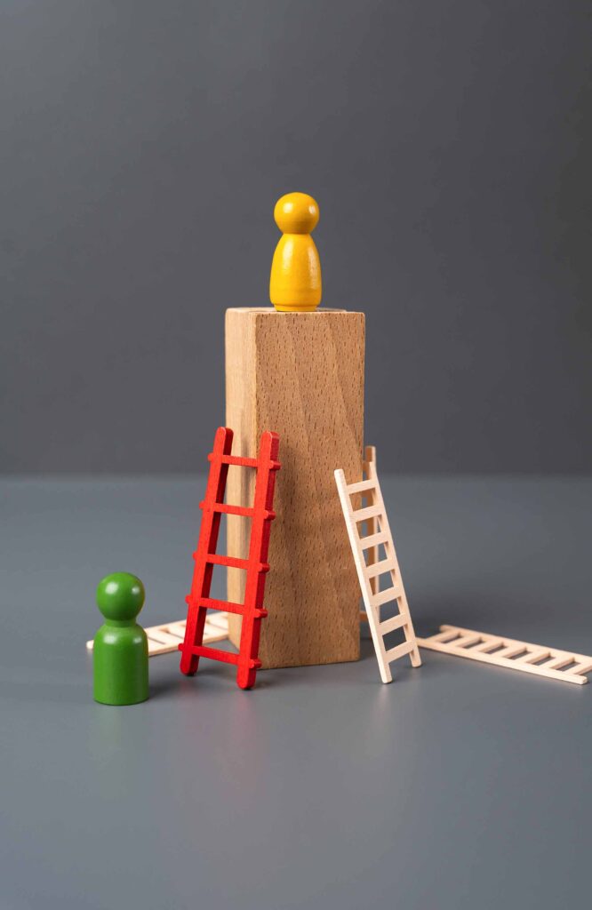 This is an image which show a wooden token sitting on top of a block block with symbolise the idea of the growth mindset.